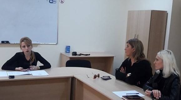 A meeting with nursery tutor-teacher and office manager department vocational education teachers